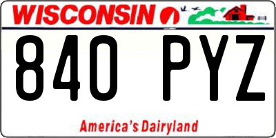 WI license plate 840PYZ
