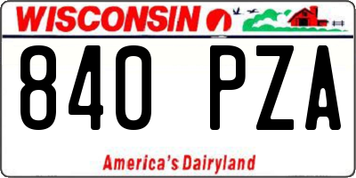 WI license plate 840PZA