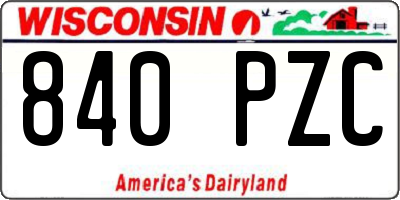 WI license plate 840PZC