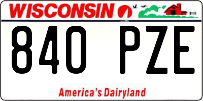 WI license plate 840PZE