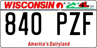 WI license plate 840PZF