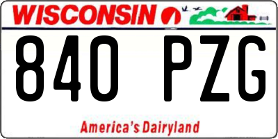WI license plate 840PZG