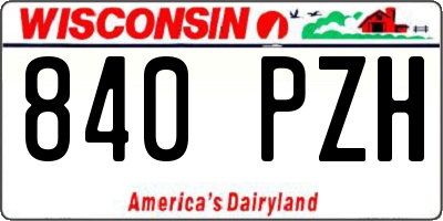 WI license plate 840PZH