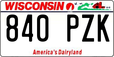 WI license plate 840PZK
