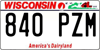WI license plate 840PZM
