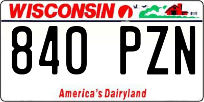 WI license plate 840PZN
