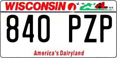 WI license plate 840PZP