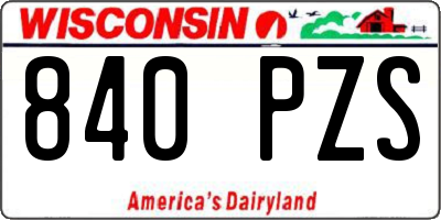 WI license plate 840PZS