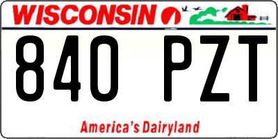 WI license plate 840PZT