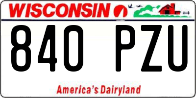WI license plate 840PZU