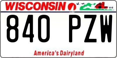 WI license plate 840PZW