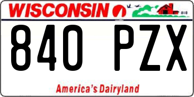 WI license plate 840PZX