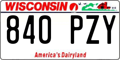 WI license plate 840PZY