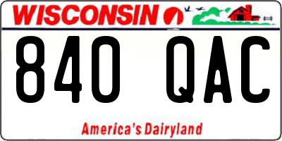 WI license plate 840QAC