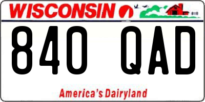 WI license plate 840QAD
