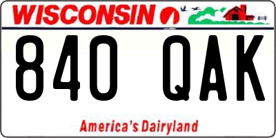 WI license plate 840QAK
