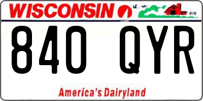 WI license plate 840QYR