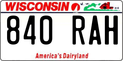 WI license plate 840RAH