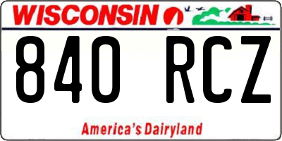 WI license plate 840RCZ