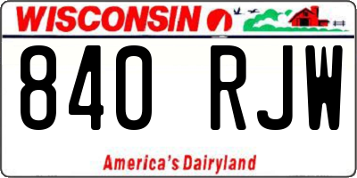 WI license plate 840RJW