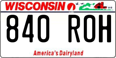 WI license plate 840ROH