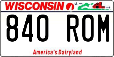 WI license plate 840ROM