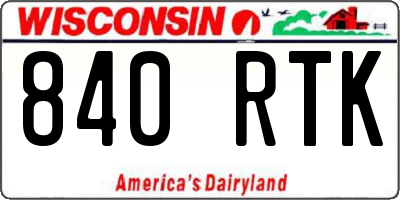 WI license plate 840RTK