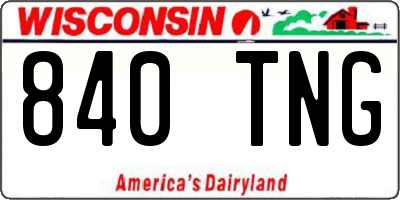 WI license plate 840TNG