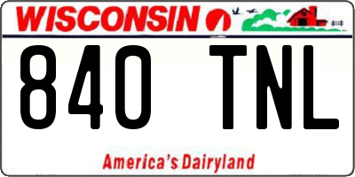 WI license plate 840TNL