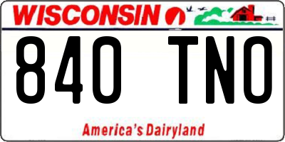 WI license plate 840TNO