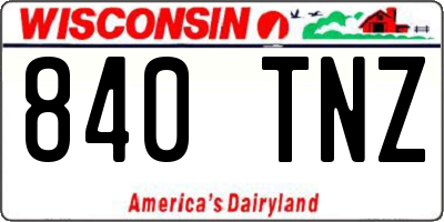 WI license plate 840TNZ