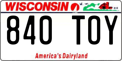 WI license plate 840TOY