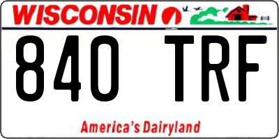 WI license plate 840TRF