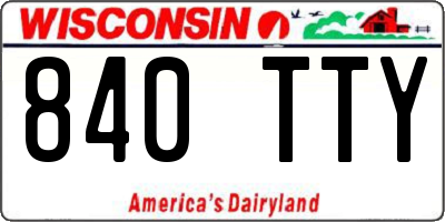 WI license plate 840TTY