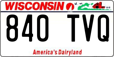 WI license plate 840TVQ