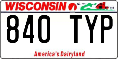 WI license plate 840TYP