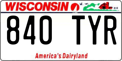 WI license plate 840TYR