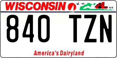 WI license plate 840TZN