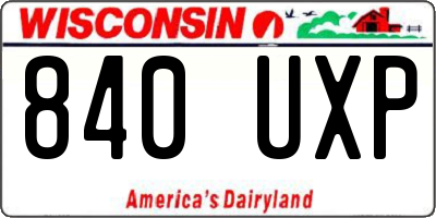 WI license plate 840UXP