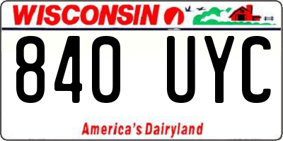 WI license plate 840UYC