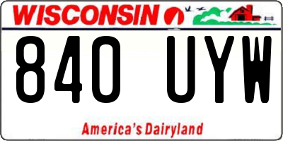 WI license plate 840UYW