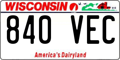 WI license plate 840VEC