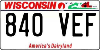 WI license plate 840VEF