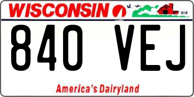WI license plate 840VEJ