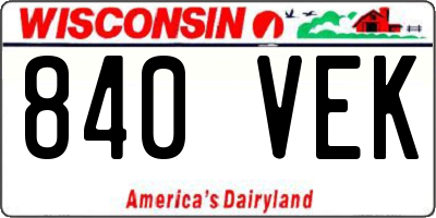 WI license plate 840VEK