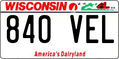 WI license plate 840VEL