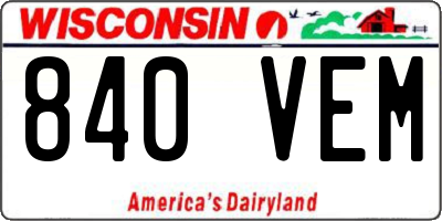 WI license plate 840VEM