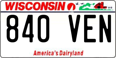 WI license plate 840VEN
