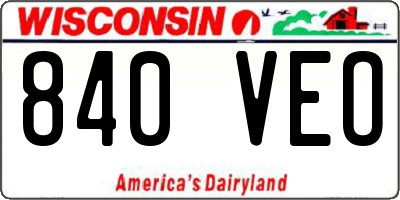 WI license plate 840VEO