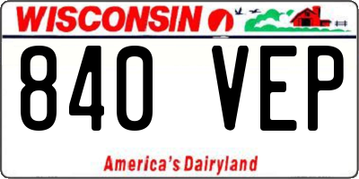 WI license plate 840VEP